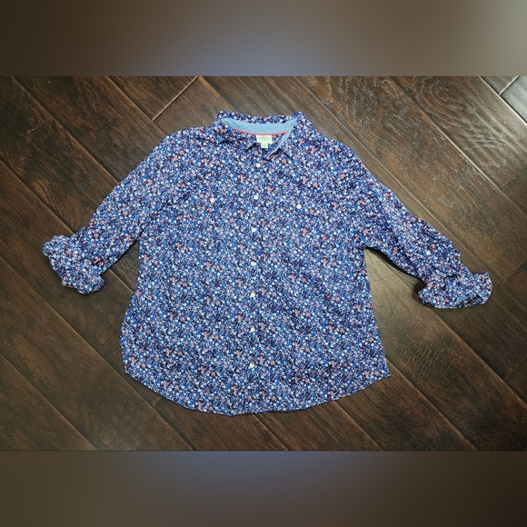 St Johns Bay Womens Floral Button Up Collared Top - Picture 10 of 10